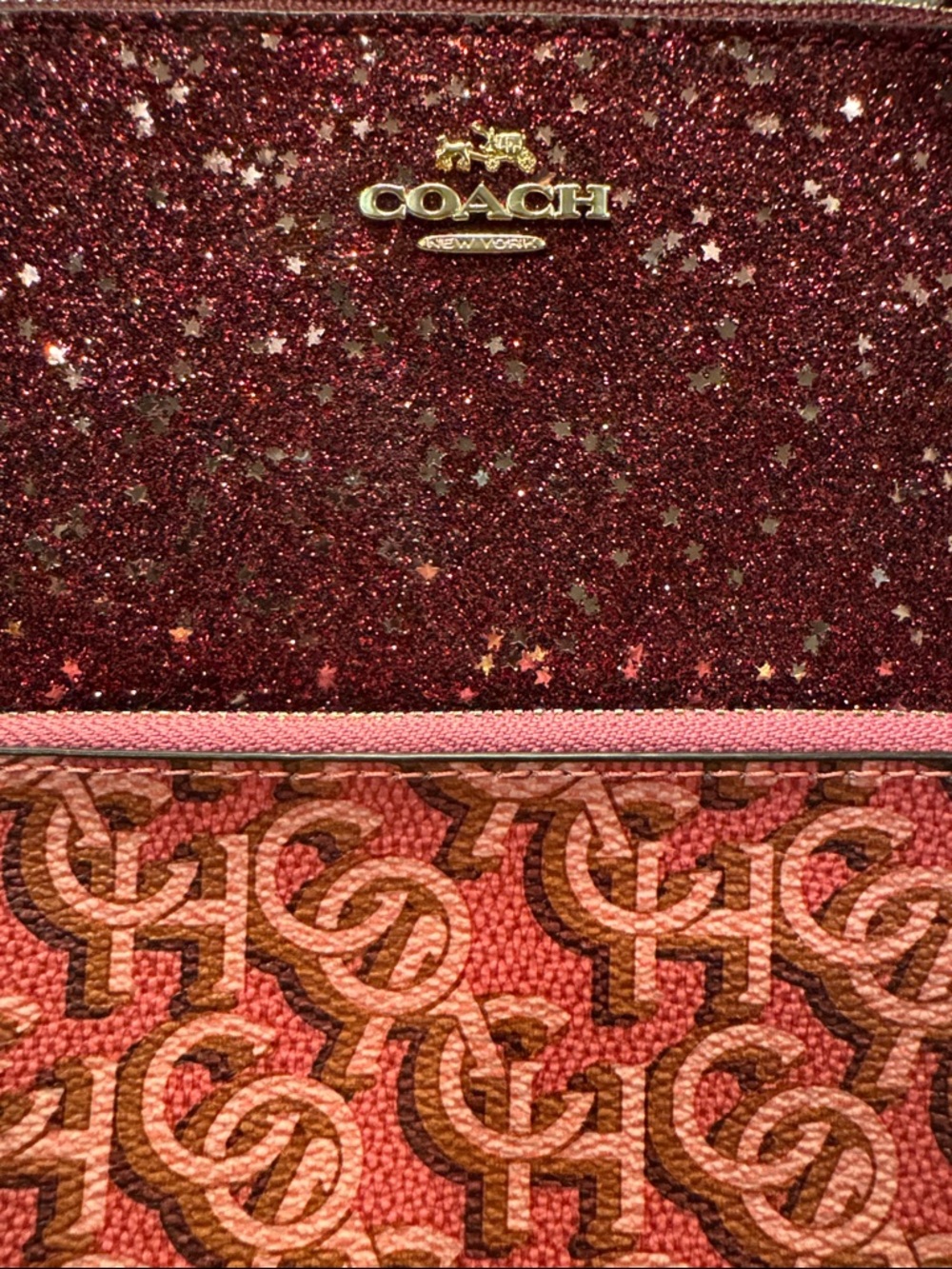 Coach Pink Glitter OR Pink Signature Monogram Wristlet -CHOOSE 1 - Picture 2 of 7